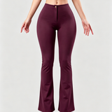 High Waist Butt Lifting Solid Black Slim Fit Flare Shaping Yoga Pants