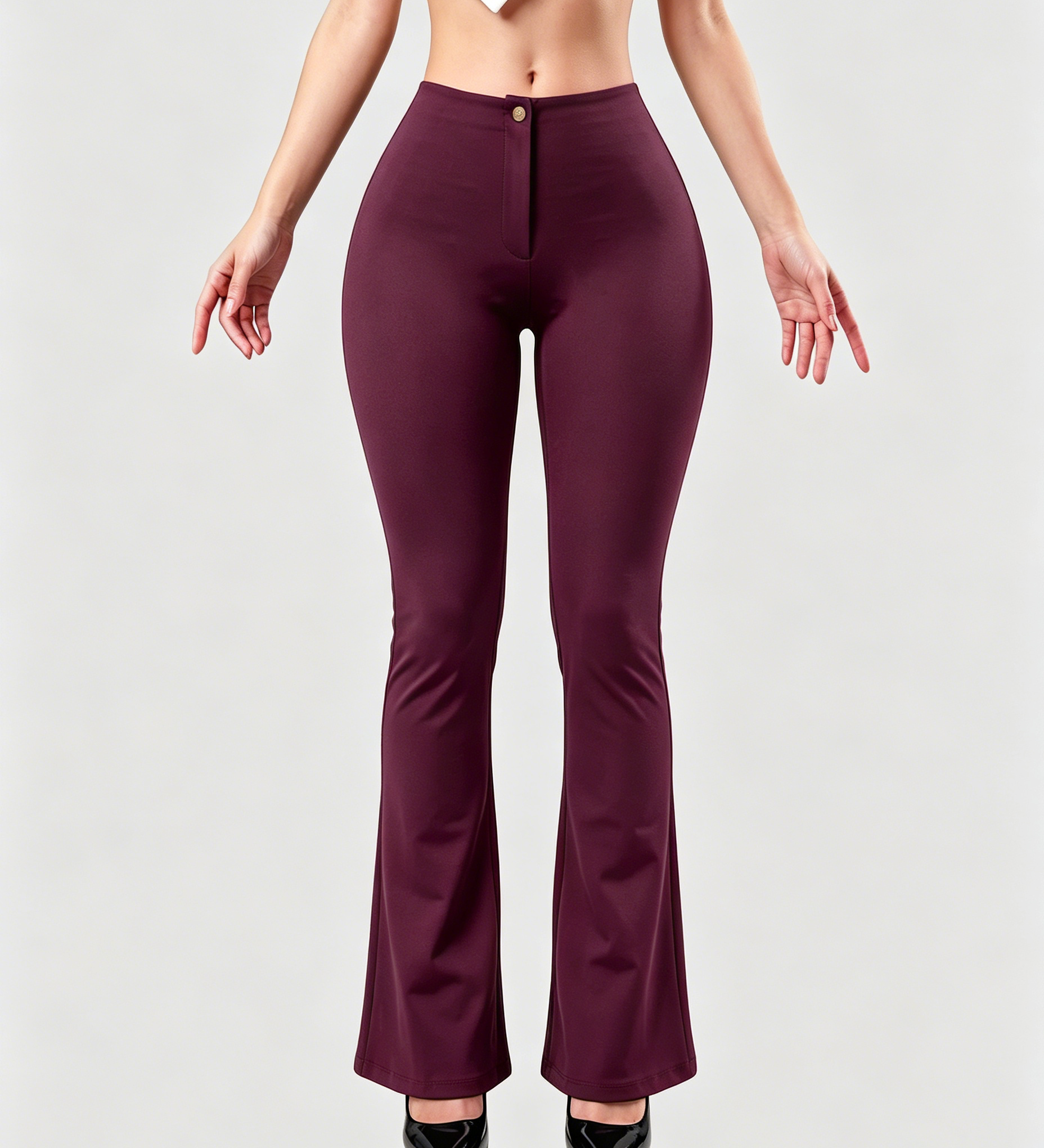 High Waist Butt Lifting Solid Black Slim Fit Flare Shaping Yoga Pants