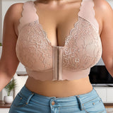 Front Hook Lace Scalloped Edge Plus Size Shapewear Bra