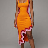 Reversible Wavy Slim Midi Dress