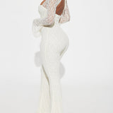 Sexy Cutout Front Tie Long Sleeve Open Back Lace Flare Jumpsuit