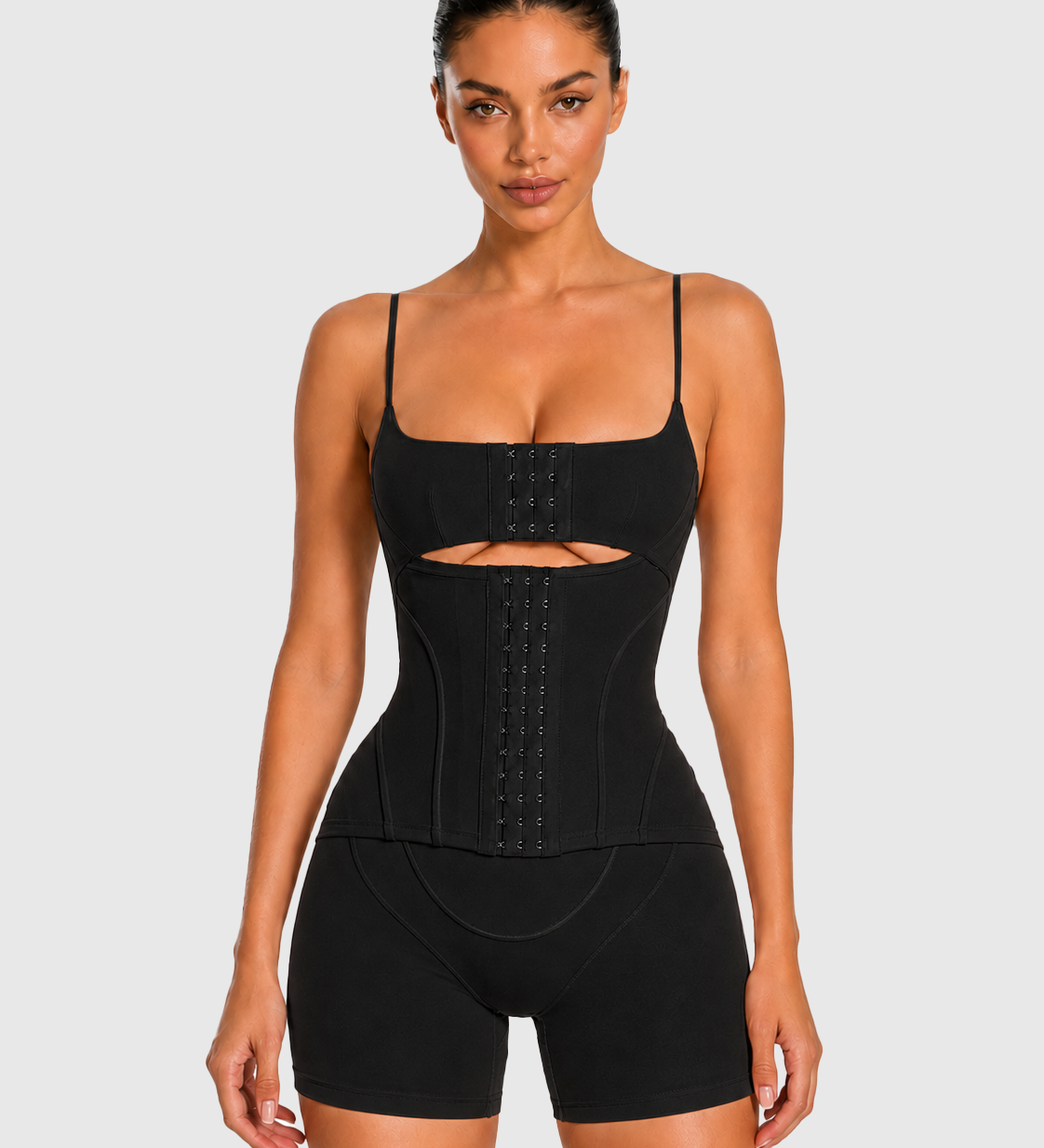 Adjustable Strap Front Hook Tummy Control Butt Lifter Short Shapewear Playsuit