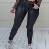 High Waisted Slimming Hip Lifting Shiny Leather Pants