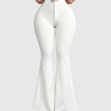 High Waist Button Fly Butt Lifting Sculpt Flare Girdle Pants