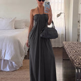 Halter Tie Back Built-in Bra Maxi Dress with Pockets