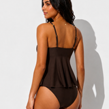 Solid Color Two-Piece Swimsuit With Adjustable Shoulder Straps