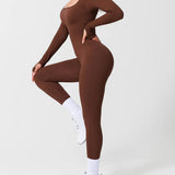 Long Sleeve Thumb Hole Tummy Control Shapewear  Jumpsuit