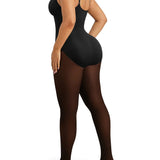 V Neck Adjustable Strap Warm Lined Sheer Panel Tummy Control Bodysuit