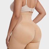 High Waist Zipper Tummy Control Butt Lifting Mid Thigh Mesh Shapewear Shorts