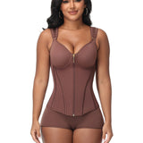 V Neck Underwire Cup Wide Adjustable Strap Zipper Waist Trainer Shaping Vest