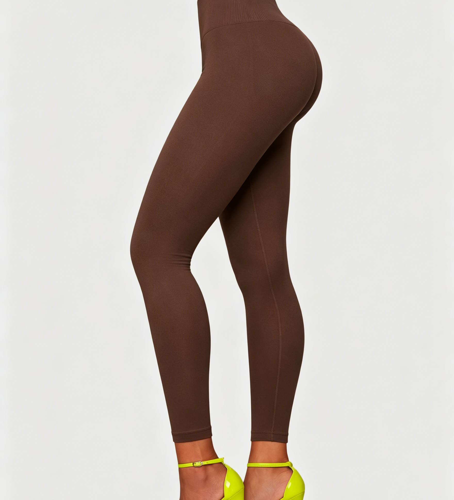 High Waist Ribbed Waistband Seamless Butt Lifting Yoga Leggings
