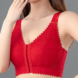 Anti-sagging Thin Minimizer Bras Full Cup Front Buckle Adjustable Wireless Lace Bra