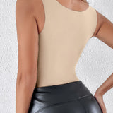 U Neck Seamless Stretchy Sleeveless Shapewear Built-In Bra Tank Tops