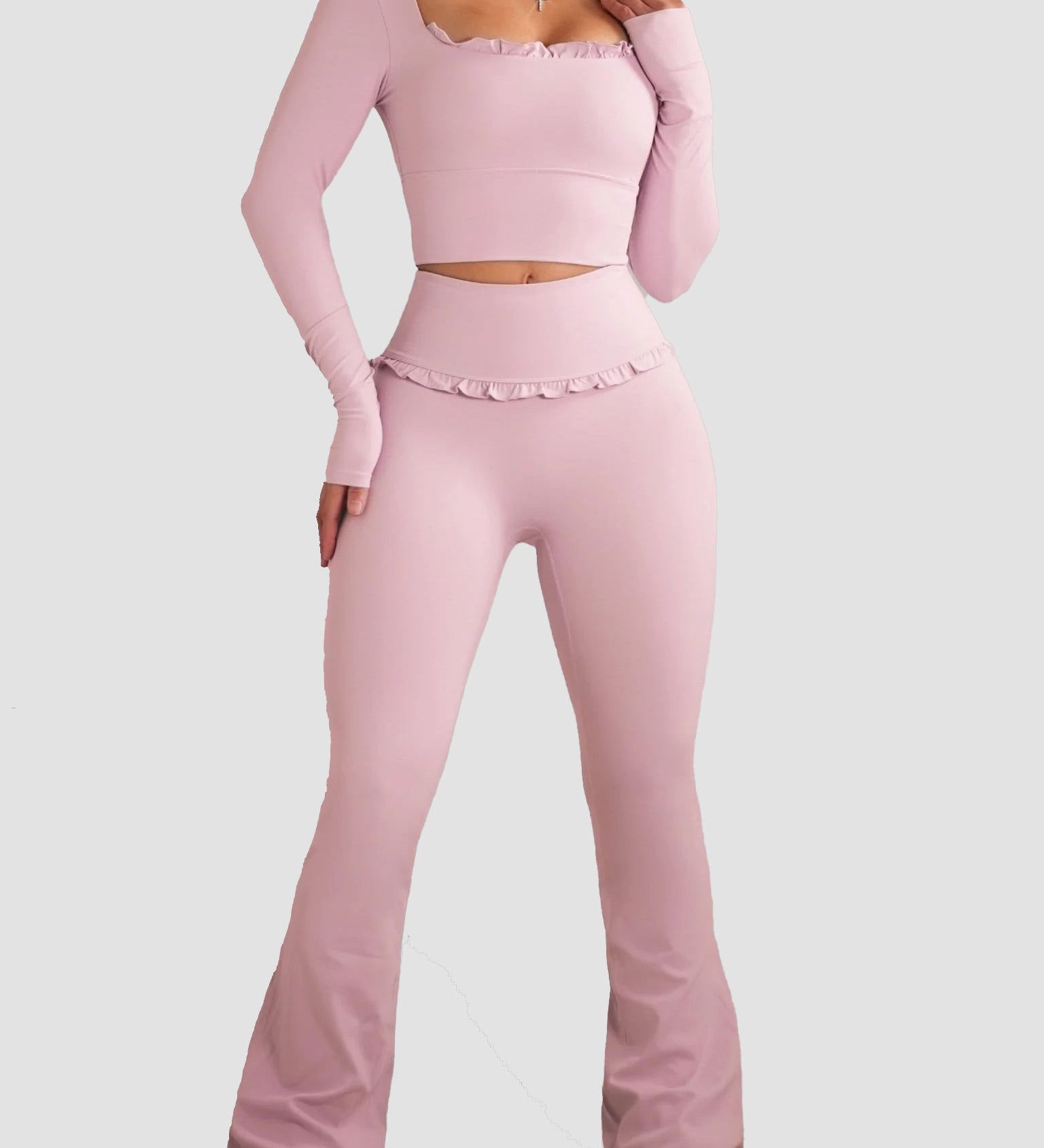 Ballet Ruffle Sports Tight-Fitting Height Elasticity Fitness Yoga Set