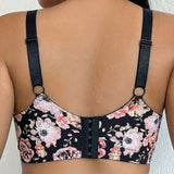 Floral Print Adjustable Strap Plus Size Support Shapewear Bra