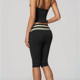 Two Piece Workout Set Halter Cami Crop Top with Capri Leggings