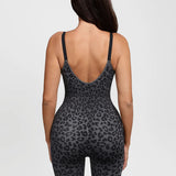 High Compression Zip Front Deep V Adjustable Strap Shapewear Jumpsuit