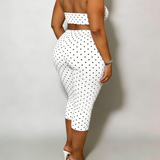 Polka Dot Print Sexy Hip-Lifting Capri Pants Set