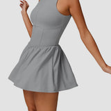 Sports Zipper Dress with Short and Pocket