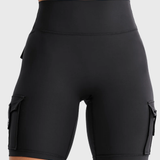 High Waist Butt Lifting Workout Biker Shorts with Multi Cargo Pockets