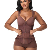 V Neck Underwire Cup Wide Adjustable Strap Zipper Waist Trainer Shaping Vest