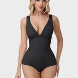 V Neck Lace Trim Sleeveless Bodysuit Tummy Control Butt Lifting Shaper