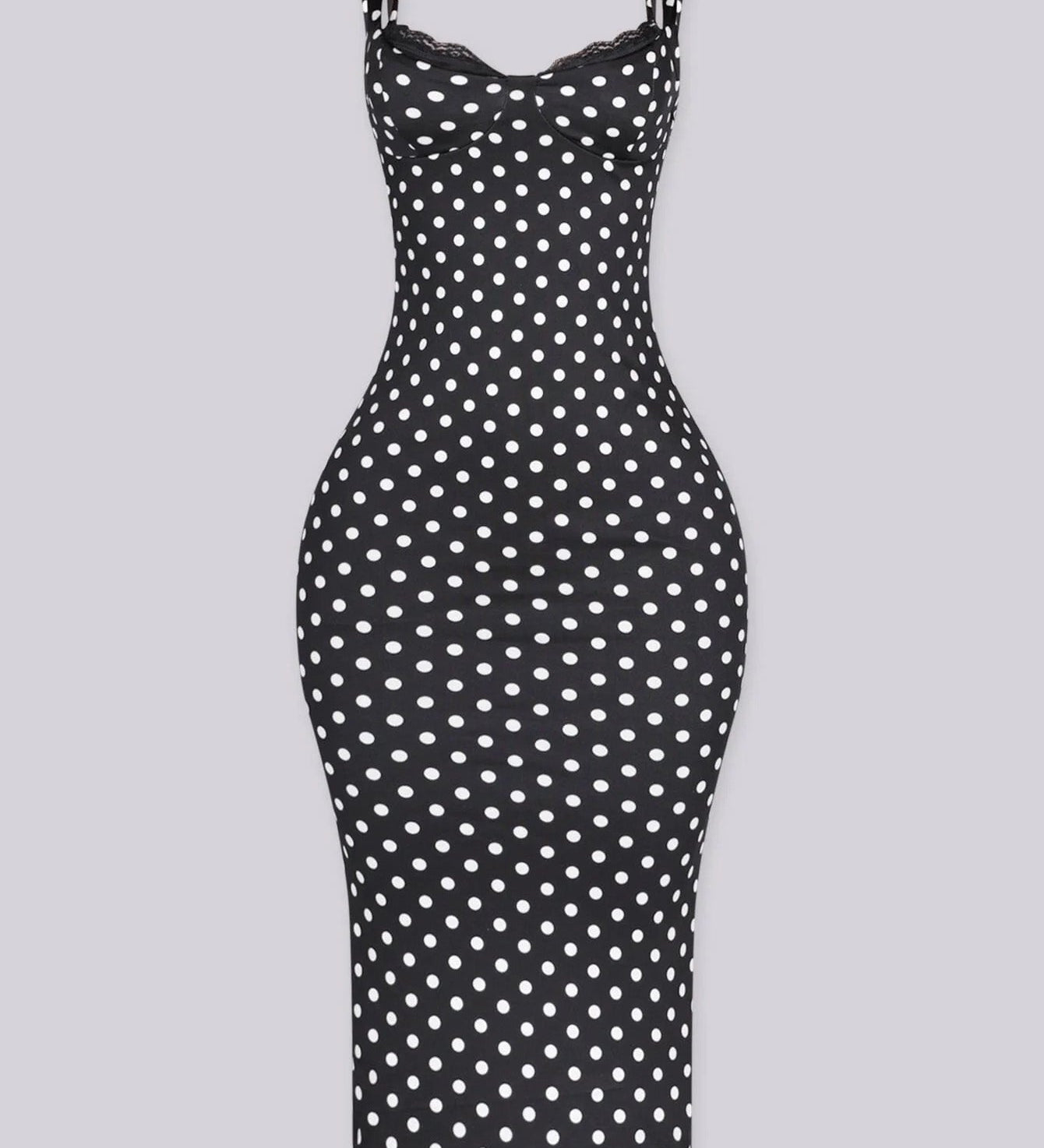 Sexy Women's Slim-Fit Stretchy Classic Polka Dot Maxi Dress