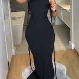 Sexy Backless Spaghetti Strap Fishtail Maxi Dress for Women