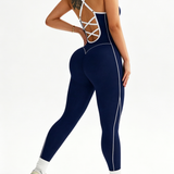 Seamless Skinny Crisscross Cutout Back Butt Lifting Full Length Jumpsuit
