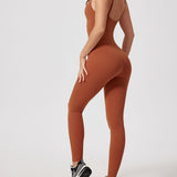 Front Zip High Waist Butt Lifting Workout One Piece Jumpsuit