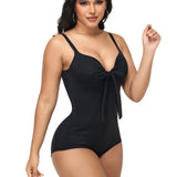 Sorelyne® Shaping V Neck Swimsuit with Zipper and Bow
