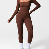 Long Sleeve Thumb Hole Tummy Control Shapewear  Jumpsuit