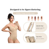 Seamless Deep Open Back  Adjustable Strap Tummy Control Thong Shapewear Bodysuit