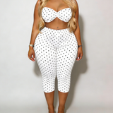 Polka Dot Print Sexy Hip-Lifting Capri Pants Set