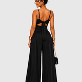 Solid Color Cut-out Cami Backless Jumpsuit
