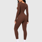 Long Sleeve Thumb Hole Tummy Control Shapewear  Jumpsuit