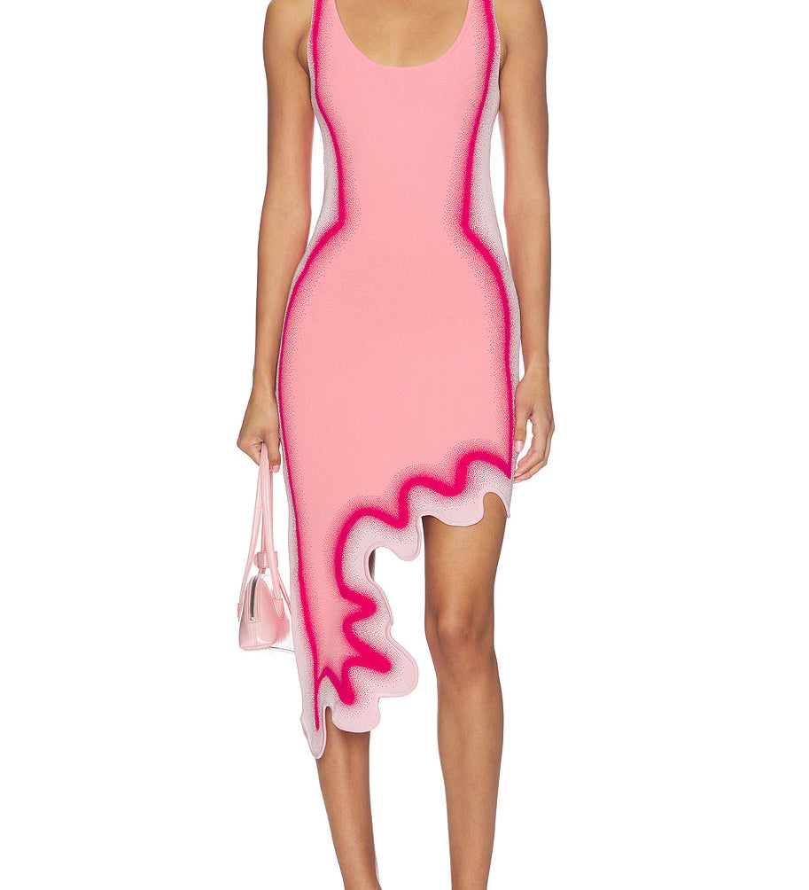 Reversible Wavy Slim Midi Dress