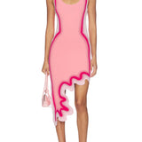 Reversible Wavy Slim Midi Dress