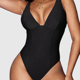 Shapewear Tummy Control Push Up V-Neck One-Piece Swimsuit