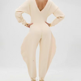 Cozy V Neck Baggy Long Sleeve Jumpsuit