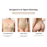 Seamless Deep Open Back  Adjustable Strap Tummy Control Thong Shapewear Bodysuit