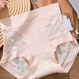 Sexy Lace Seamless Ice Silk High Waist Tummy Control Shaping Panties