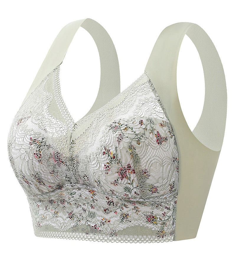 Full Coverage Elegant Floral Lace Push up Wireless Bra