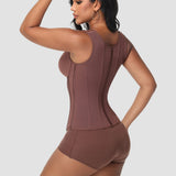 Double Compression Long Slimming Girdle Waist Trainer Zipper Vest with Bra
