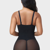 V Neck Adjustable Strap Lace Trim Tummy Control Butt Lifting Bodysuit