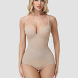 Adjustable Strap Cross Mesh Tummy Control Bodysuit Butt Lifting Shaper