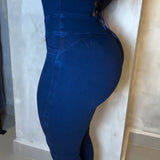 Sorelyne® Bandeau Back Tie Slim Fit Denim Jumpsuit for Women