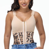 Women's Leopard Print Vest Tummy Control Waist Trainer With Bra