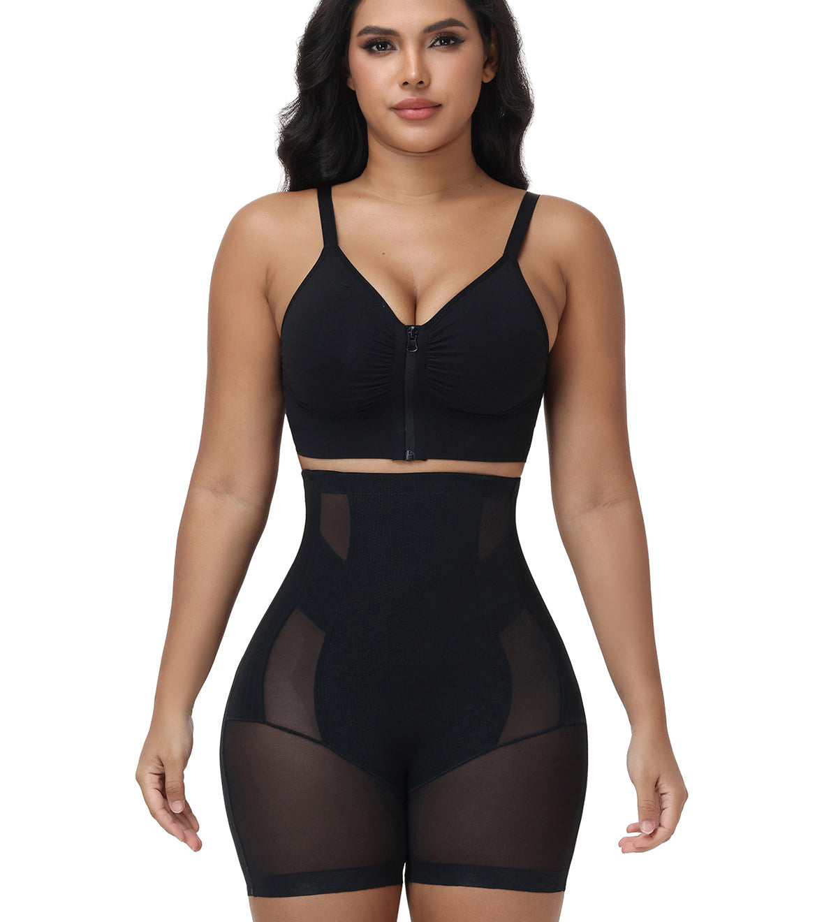 High Waist Seamless Mesh Tummy Control Butt Lifting Shaping Shorts