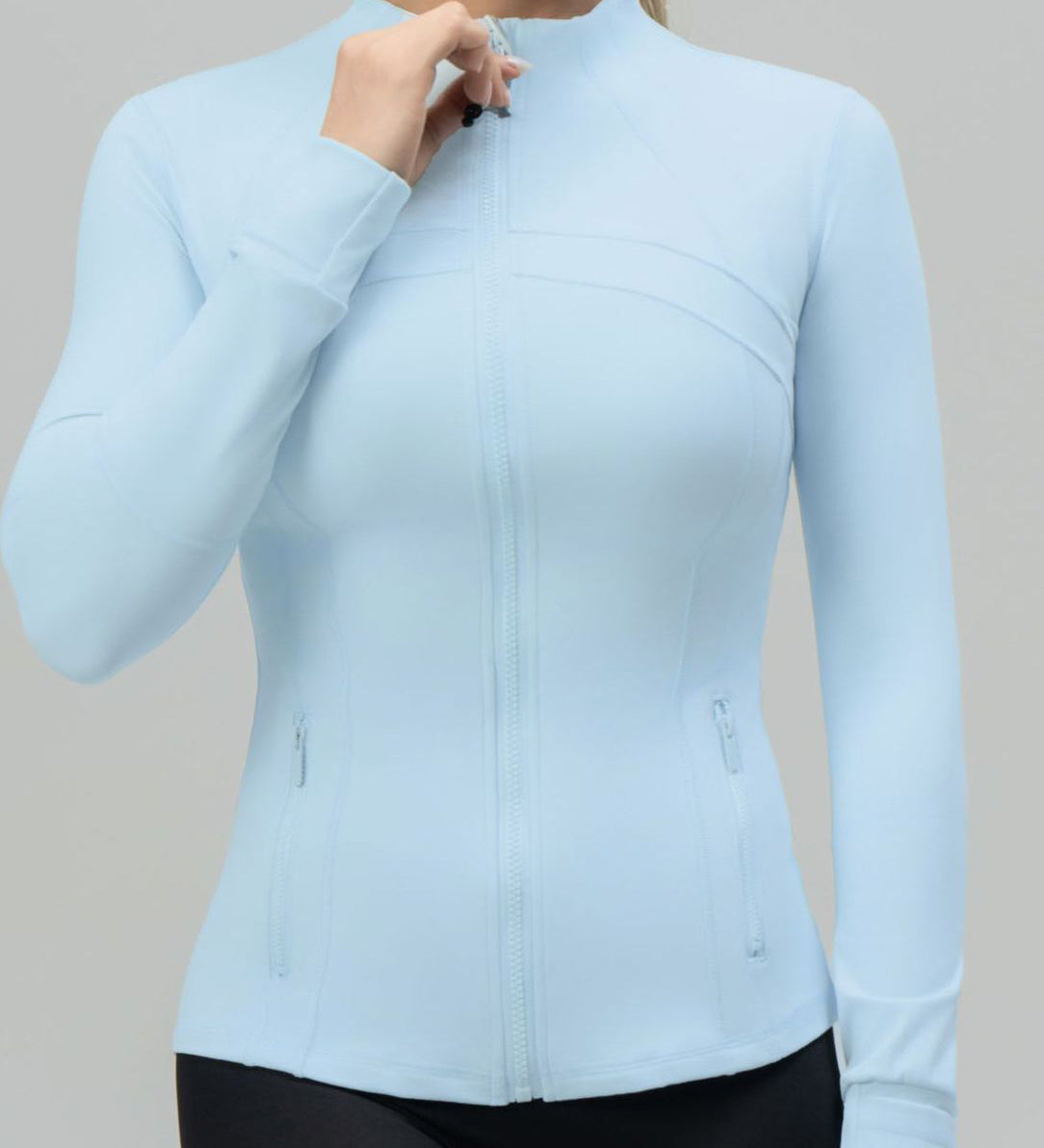 Long Sleeve Cropped Workout Coat Fitted Yoga Jacket